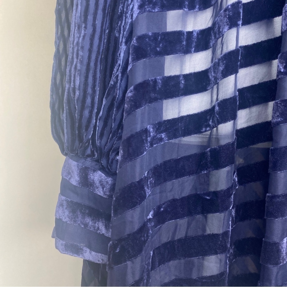 ASOS Sheer Velvet Midnight Blue Babydoll Dress Sz 10 - Picture 7 of 11